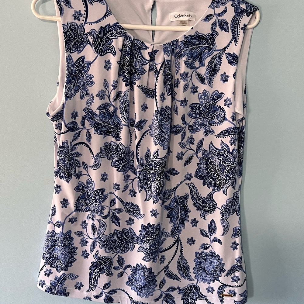 Calvin Klein Pink Blouse with Floral Design